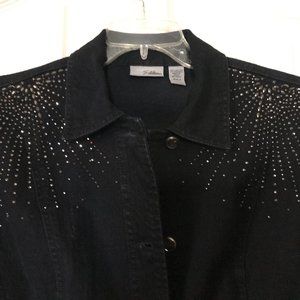 Chico's black denim embellished jean jacket